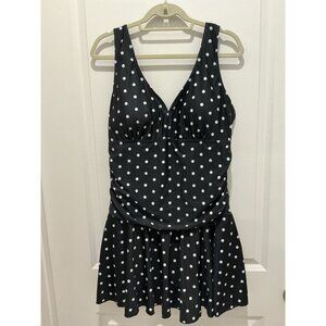 Summer Mae Swimsuit XXXL One Piece Boy Short Bottom Black White Polka Dot NWT